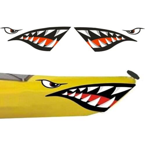 2pcs Car Stickers 3D Shark Teeth Mouth Funny Decal Car-covers Kayak Canoe Dinghy Boat Waterproof Stickers Decoration