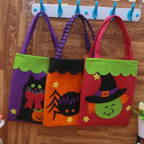 3pcs Halloween Candy Non-woven Bags Gift Trick or Treat Tote Kids Gift Party Cookie Biscuits Snack Packaging Decoration Supplies