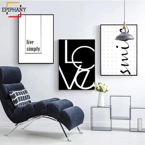 Black and White LOVE Quotes Canvas Posters and Prints Minimalist Wall Art Painting Nordic Decoration Pictures Modern Home Decor