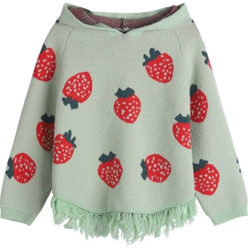 Spring Autumn Newborn Infant Baby Girl Boy Clothes Strawberry Print Winter Warm Coat Knitted Sweater Hooded Outwear