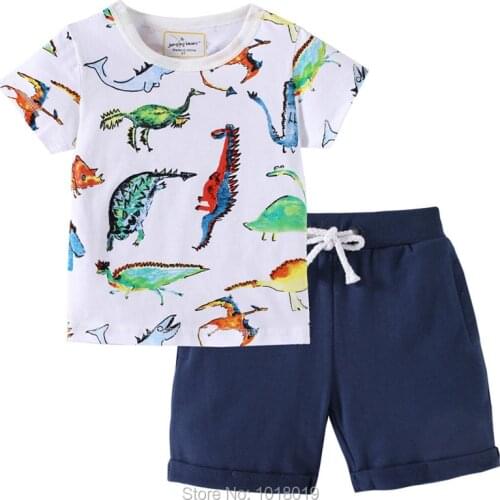 Dinosaur Summer Boys Sports Sets Children Suit Brand gym Outfit 100% Cotton Infant Bebe Kids tshirt Pants Baby Boys Clothes Sets