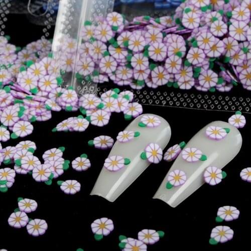 Daisy Flower Polymer Clay Slices Nail Art Decorations Tiny Cute 3D Cherry Blossoms Sequins For Korean Japan Manicure Accessories