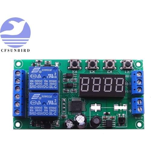 Yf-7 dual-channel delay relay multi-function pulse trigger cycle timer DC 7-30v 2019 new style hot