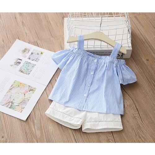 2020 girls sleeveless casual t-shirt + cotton short summer new style patchwork kids suit casual clothes suit girls sets 16