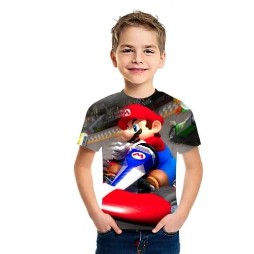 Mario Anime Boys' And Girls' T-Shirt 2021 Summer New 3D Printing Childrens Wear Western Style Loose T-Shirt Out All-match Short