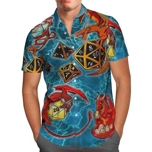 Anime Dragon 3D Beach Hawaiian 2021 Summer Mens Shirt Short Sleeve Shirt Streetwear Oversized 5XL Camisa Social Chemise Homme-1