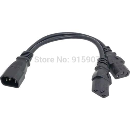 Zihan Single C14 to Dual 5-15R Short Power Y Type Splitter Adapter Cable Cord