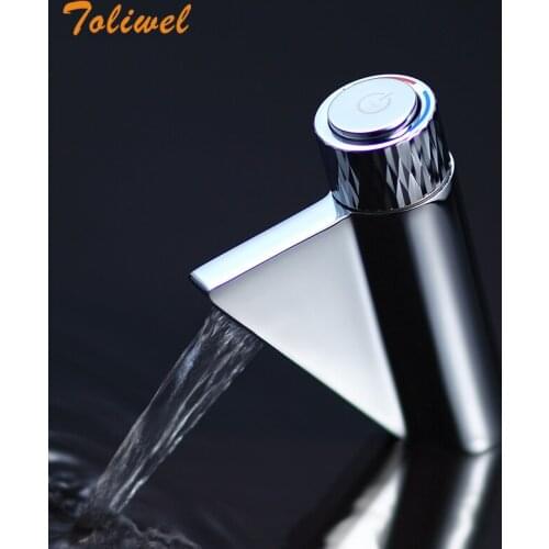 Push Button Bathroom Basin Faucet Brass Cold Hot Mixer Taps Deck Mounted Wash Basin faucets Chrome Finish WF0104A