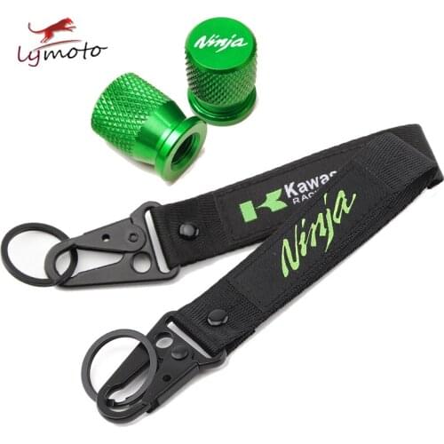 For Kawasaki Ninja 250 300 350 400 650 650R ZX6r ZX10r ZX14r H2R Motorcycle Tire Valve Caps Cover&Embroidery Key Chain Keychain
