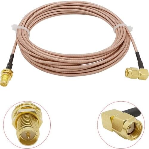 RP SMA Male to RP SMA Female Connector Right Angle RG316 Cable Pigtail Double Shield Low Loss Antenna Cable RF Crimp