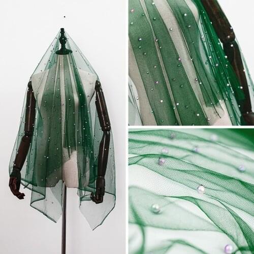 Beaded Lace Tulle Mesh Fabric For Dress And Tutu Skirt Sewing Material Designer Fabric 0.25meters/1pcs TJ1212