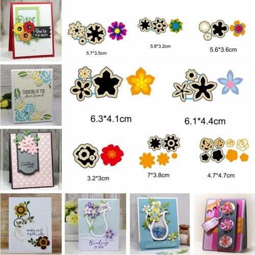 Mixed Flower Metal Cutting Dies Silver Stencil For Scrapbooking Album Photo Paper Card Craft Fun New Winter Die-Cut Cutter