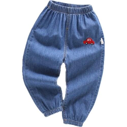 Fashion 2-6y childrens clothing spring and autumn new cartoon casual pants boys jeans girls pants Korean trousers