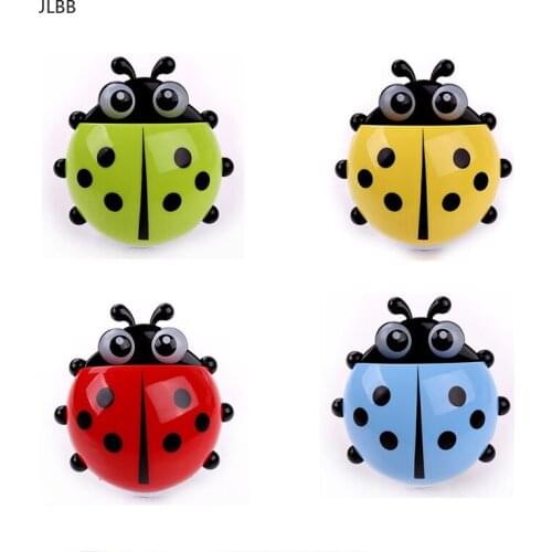 New Funny Cartoon Yellow / Red / Blue / Green Toothbrush Holder Suction Cup Hook Cute Ladybug, Cute Multicolor Storage Rack