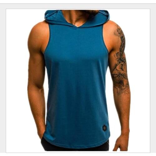 New Mens summer sports and leisure vest men slim breathable sleeveless vest daily running workout top fitness sleeveless hoodie