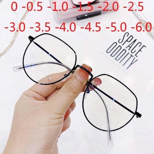 Black Irregular Frame Finished Myopic Glasses Rose Gold Women Retro Student Short-sighted Spectacle 0 -1.0 To -6.0