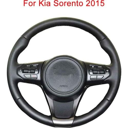 Customized Original Car Steering Wheel Cover For Kia Sorento 2015 Artificial Leather Auto Steering Wheel Wrap Hand Sewing Black