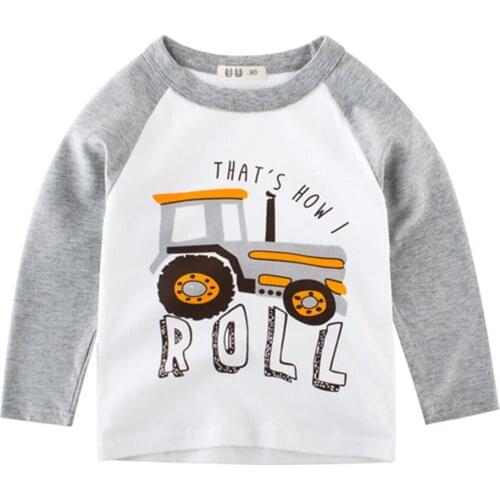 Autumn Kids Long Sleeve Children Cartoon Dinosaur print Cotton Boys T Shirt Kids Children Clothes boys and girls tops shirts