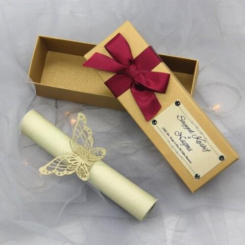 Laser Cut champagne Gold glitter Wedding Invitations Handmade DIY Wedding Cards with outer box