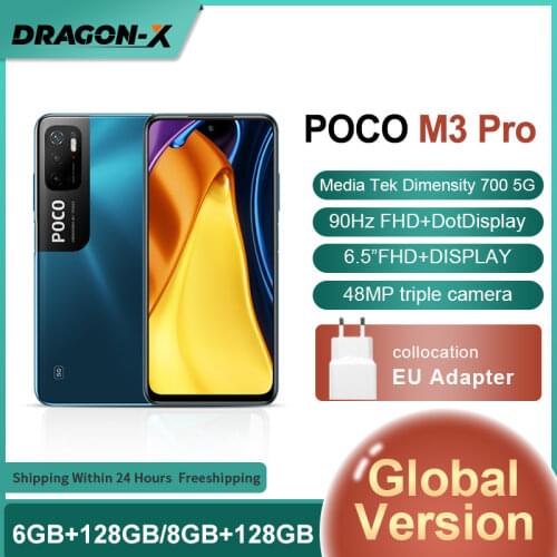Global Version POCO M3 Pro 5G 6GB 128GB NFC Dimensity 700 90Hz 6.5” FHD+ DotDisplay 5000mAh 48MP Triple Camera NFC
