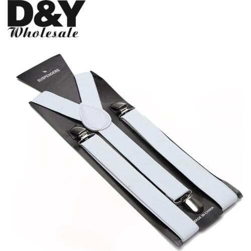 Women MenS Shirt Suspenders For Trousers Pants Holder 2.5cm wide White Clip-on Braces Elastic Slim Y- back Wholesale Gallus Gift