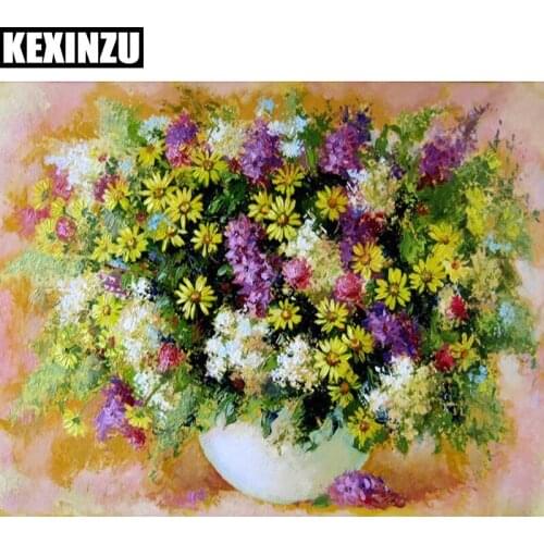 Full Square 5D Diy Diamond Painting Cross Stitch Floral Vase Crystal Needlework Diamond Embroidery Purple Flowers Decorative