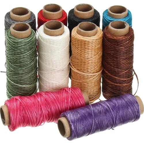 Durable 50 Meters 1mm 150D Waxed Thread Cotton Cord String Strap Hand Stitching Thread for Leather Handicraft Tool Material