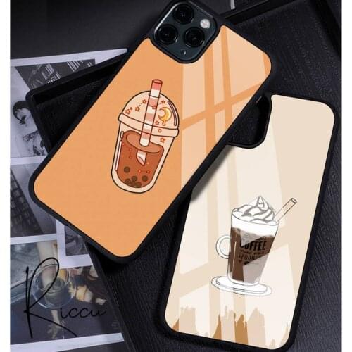 Cartoon Bear Cute Pearl Boba Milk Tea Phone Case Rubber for iPhone 12 11 Pro Max XS 8 7 6 6S Plus X 5S SE 2020 XR 12 Mini case