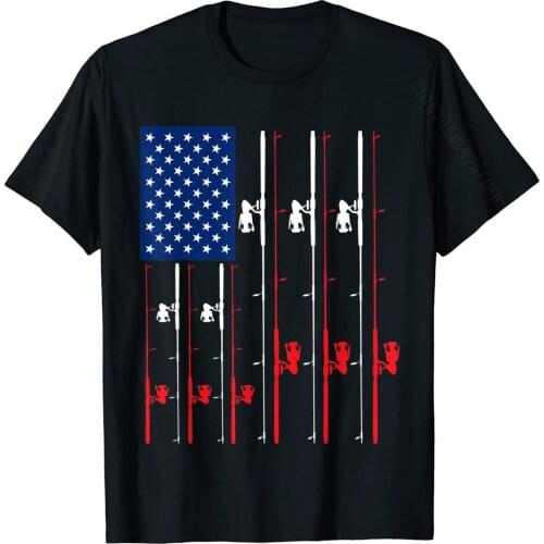 Fishin Rod US Flag Shirt | Cute Fish Fishin T-Shirt Gift On Sale Male Tshirts Gift Tops & Tees Cotton Casual