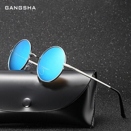 GANGSHA NEW Design Polarized Round Sunglasses Mens Gothic Steampunk Metal Sunglasses Womens Fashion Retro Vintage Eyewear Oculos