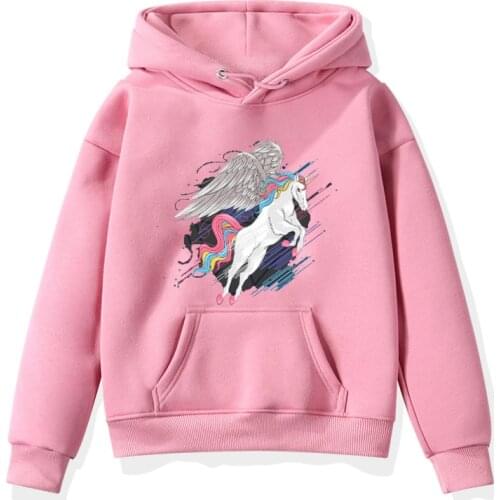 Fashion Unicorn Print Sweater Toddler Boys Girls Sweatshirt Casual Hoodies Baby Winter Warm Long Sleeve Hooded Children Clothes