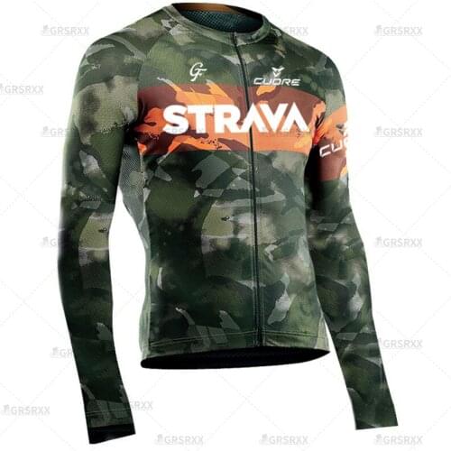 STRAVA Spring Cycling Jerseys Bike Team Race Breathable Cycling Shirt Mens Long Sleeve Shirts MTB Road Bicycle Racing Sportswear