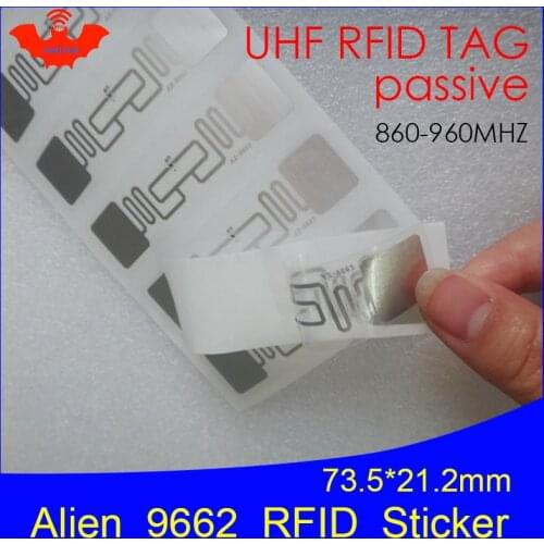 UHF RFID tag sticker Alien 9662 wet inlay 915mhz 900 868mhz 860-960MHZ Higgs3 EPCC1G2 6C smart adhensive passive RFID tags label