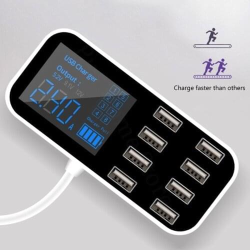 A9S Fast Car Charger 8 Port Multi USB LCD Display Phone Charger 12V Battery Charger USB Hub for Phone Tablets GPS DVR