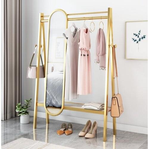 Dresser hanger integrated marble floor-to-ceiling bedroom mirror coat rack simple modern clothing rack