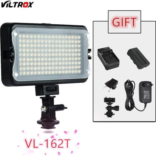 Viltrox VL-162T LED Studio Video Light Lamp LCD Display Bi-Color Dimmable For Wedding Canon Camera Camcorder+Battery+Charger