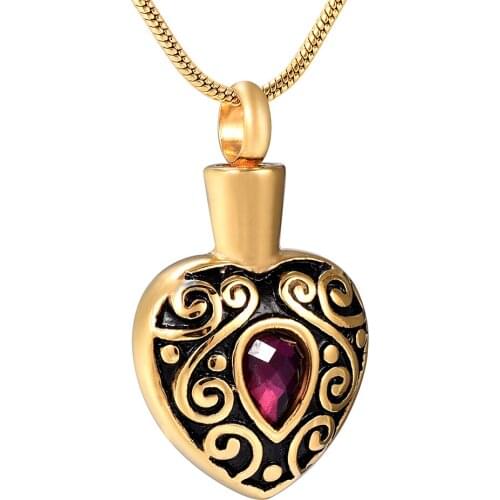 Gold Tone Cremation Urn Pendant with Rhinestone Vintage Heart Urn Pet/Human Ashes Memorial Jewelry Cheap Sale
