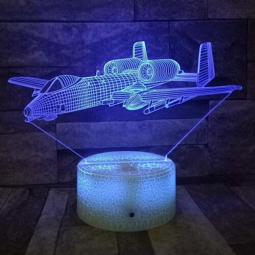 Aircraft 3d LED USB Night Lights 7 Color Touch Remote Airplane 3d Table Lamp Light Fixtures Boys Home Decor Holiday Gift