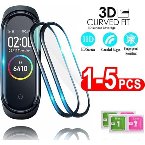 3D Screen Protector For Xiaomi Mi Band 4 5 6 Protective Glass Miband 5 Full Curved Scratch-resistant On Xiomi Mi Band 6 Film