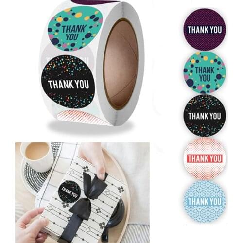 500pcs/roll Thank You Stickers Handmade Sticker Circle Stationery thank you for your Gift Labels thank you sticker