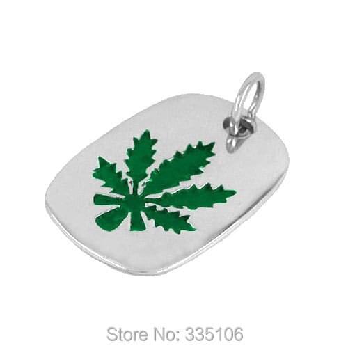 Free shipping! The Green Tree Leaf Pendant Stainless Steel Jewelry Fashion Motor Biker Men Pendant SWP0043G