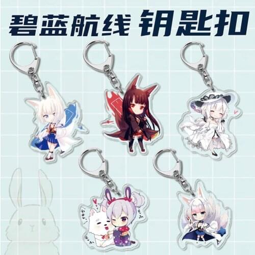 Azur Lane Blue Line Acrylic Keychain Fashion Beautiful Game Anime Keyring Charm Girl Bag Pendant Friends Mini Present