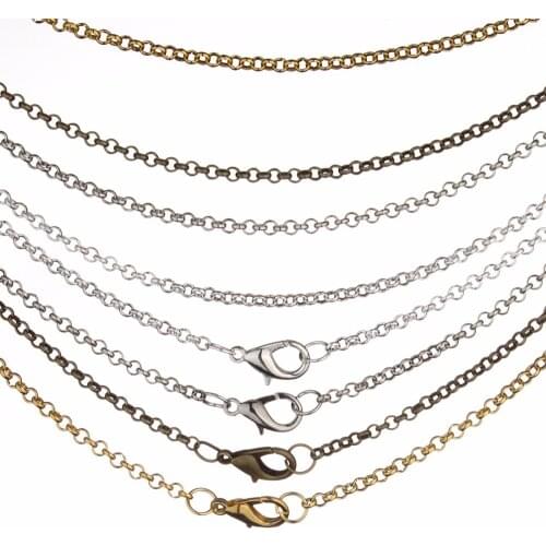 LOULEUR 10 Strands/lot 3mm Antique Bronze Gold Silver Color Chains Necklace Chain With Lobster Clasps for Diy Jewelry Making