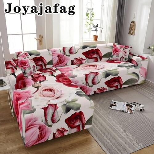 Elegant Flowers Pattern Elastic Sofa Covers Washable Stretch Slipcover For Living Room 1/2/3/4 Seaters Couch Chaise Lounge Cover