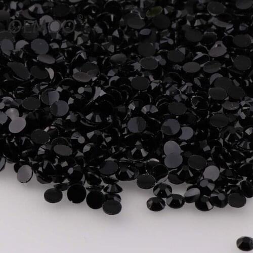 Black/ Jet 10000pcs 14 facets round crystal resin rhinestone 2mm/3mm/4mm/5mm DIY Nail Art Phone Shoes Decorations