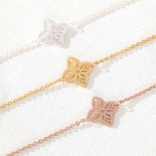 Four Leaf Clover Bracelet For Women Stainless Steel Charm Bracelets Bangle Mothers day Gift Femme Boho Jewelry pulseras Mujer