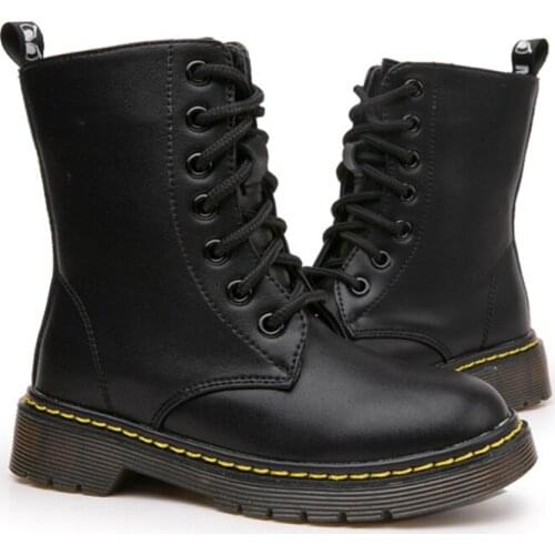 Children High Martin Boots 2020 Autumn Winter New Fashion Genuine Leather Boots For Big Girls Boys British Style Leisure Shoes