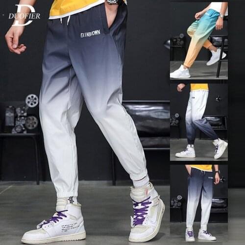 New Men Joggers Pants Hip Hop Streetwear Mens Casual Trousers Gradient Color Elastic Waist Male Loose Sports Harem Sweatpants