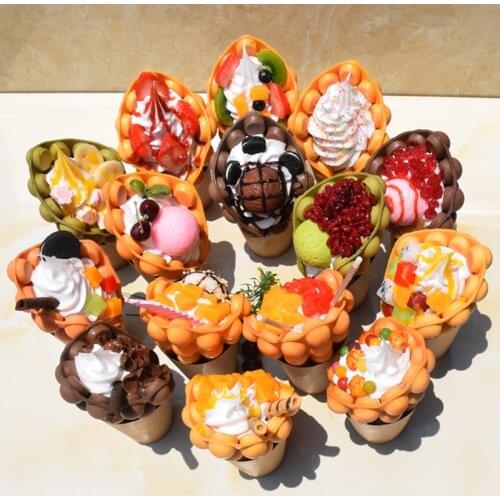 Hongkong Ice Cream Egg Waffle Fake Food Model Simulation Eggettes Bubble Waffles Sample Foods Display Props For Window Display