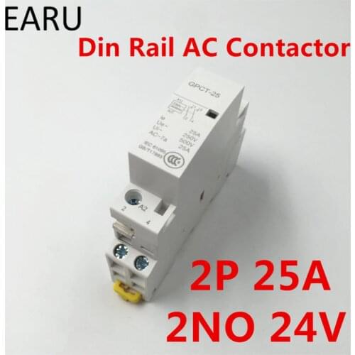 GPCT1 2P 16A 25A 24V 50/60HZ Din Rail Household Modular Ac Contactor Module 2NO for Home Hotel Resturant